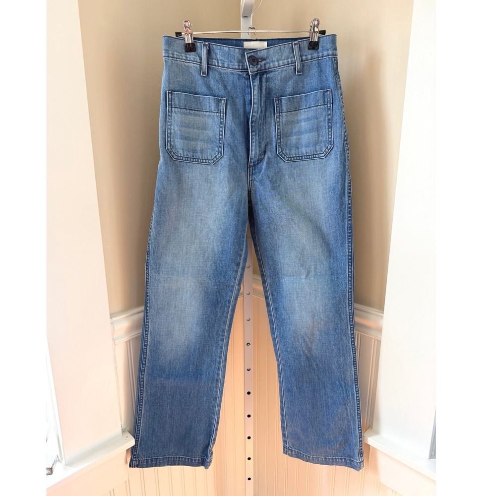 DOEN Maritime Jean Patch Pocket Jeans Size 28 in Menton Wash Blue Made in USA - Picture 2 of 15